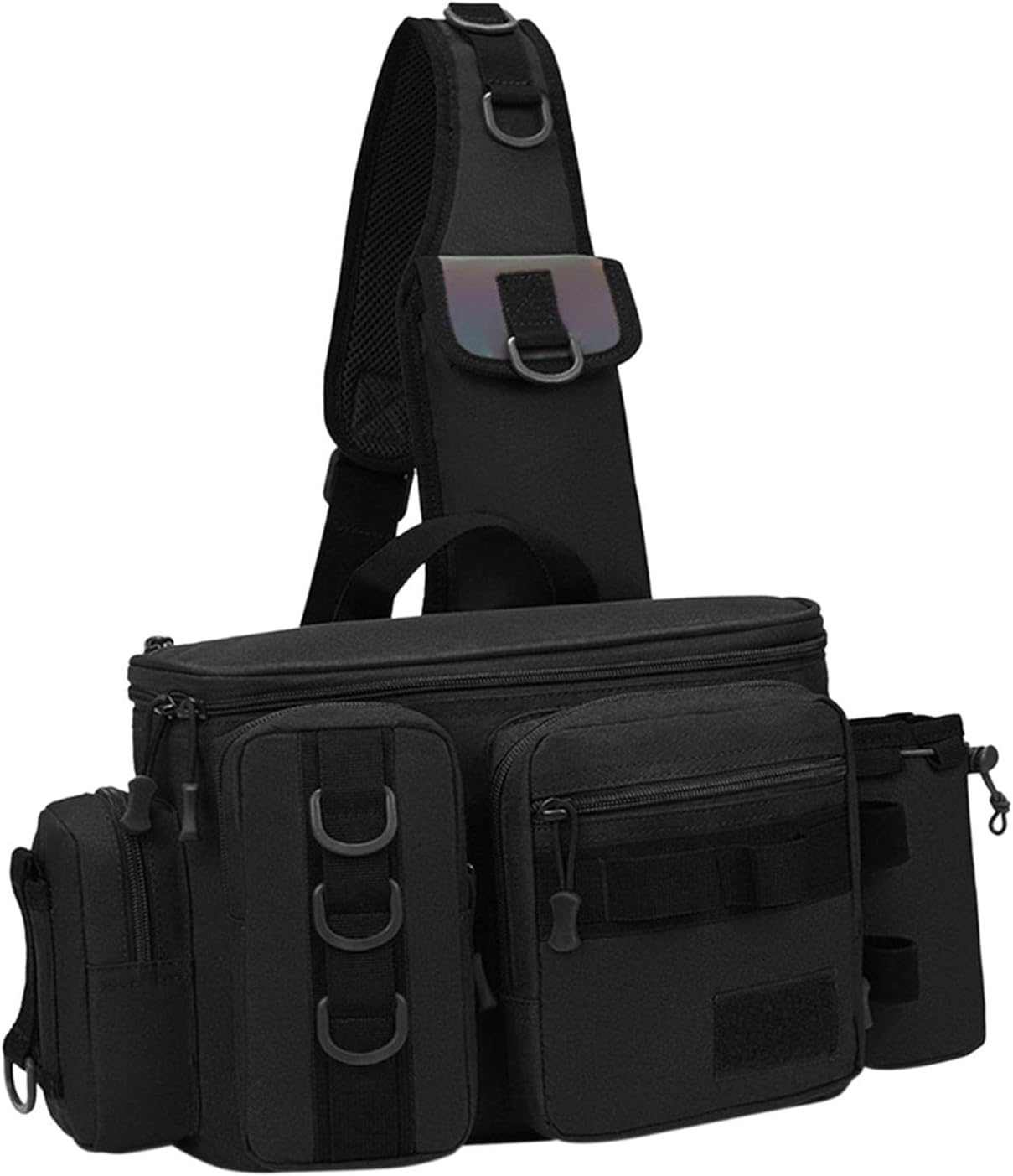 Borsa Porta Attrezzatura da Pesca Borsa da Petto Porta Canna Borsa a Tracolla Organizer Borsa a Tracolla Borsa da Pesca Borsa da Pesca per Uomo, Donna, Trekking, Taglia S Nero