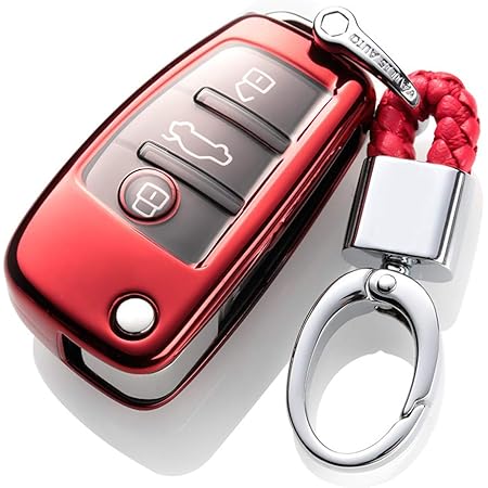 Amazon アウディ用 スマートキーカバー ケース リモコン キー カバー 高級 Tpu 軽量 シリコン キーホルダー 汚れ 落下 傷防止 Audi A3 A6 Q3 Q5 Q7 Ttr8 赤 キーケース キーホルダー 車 バイク