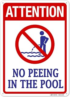 LMYUHONG Metal Attention No Peeing In The Pool Sign For Pooles Rules Signs Safety Funny Decor Outdoor,12x8inch Aluminum, Fade Resistant,Gifts For New Pool