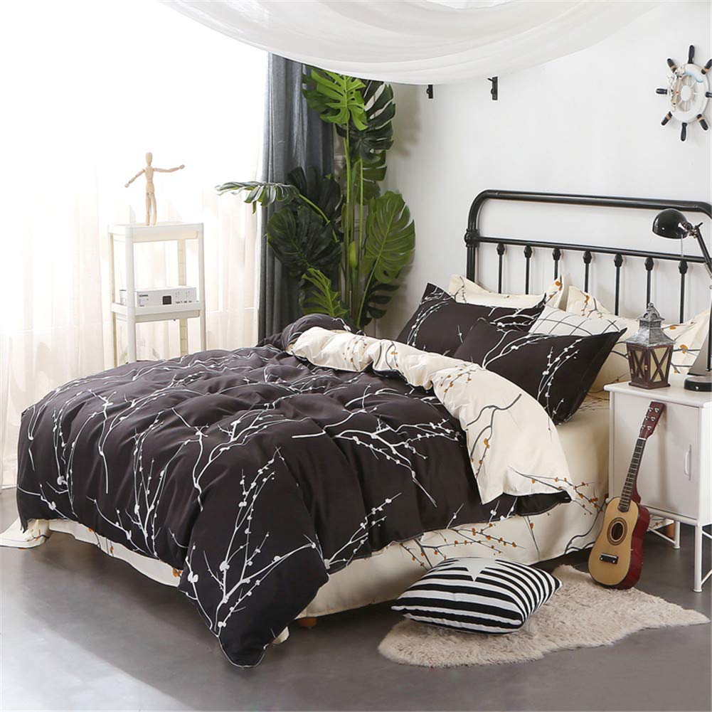 Housse de Couette Moderne 2 Personnes Chickw1 Branches Sombres Parure Lit 4 Pièces