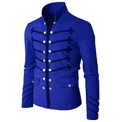 Mens Medieval Cosplay Jackets Costume Party Stand Collar Coat Halloween Outerwear Cotton Linen Lightweight Coats