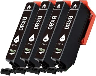 Epson用 IC80L 互換インク ICBK80L インクカートリッジ エプソン 80L-BK 対応機種:EP-982A3 EP-707A EP-807AR EP-808AW EP-977A3 EP-979A3 4本セット