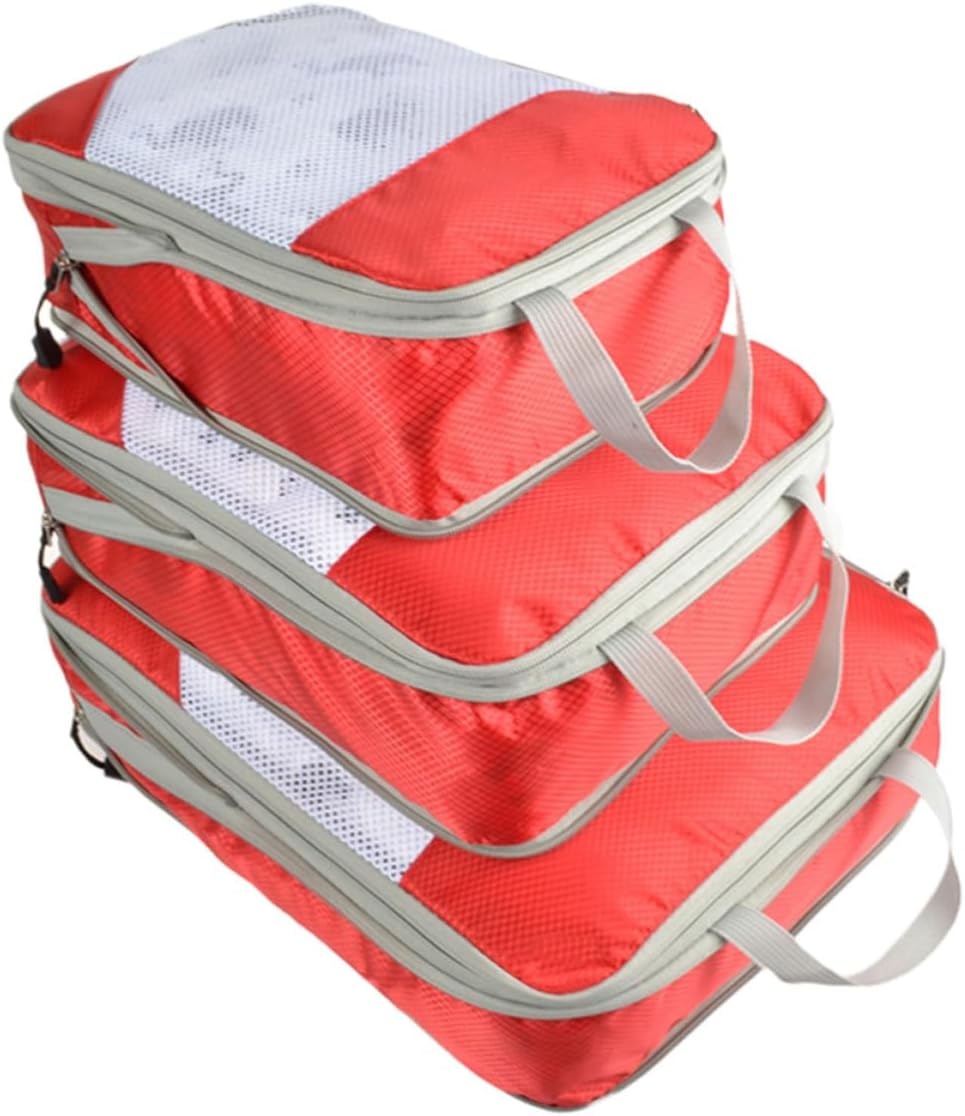 3pcs Waterproof Travel Storage Bags Red for Luggage Organizer Pouch