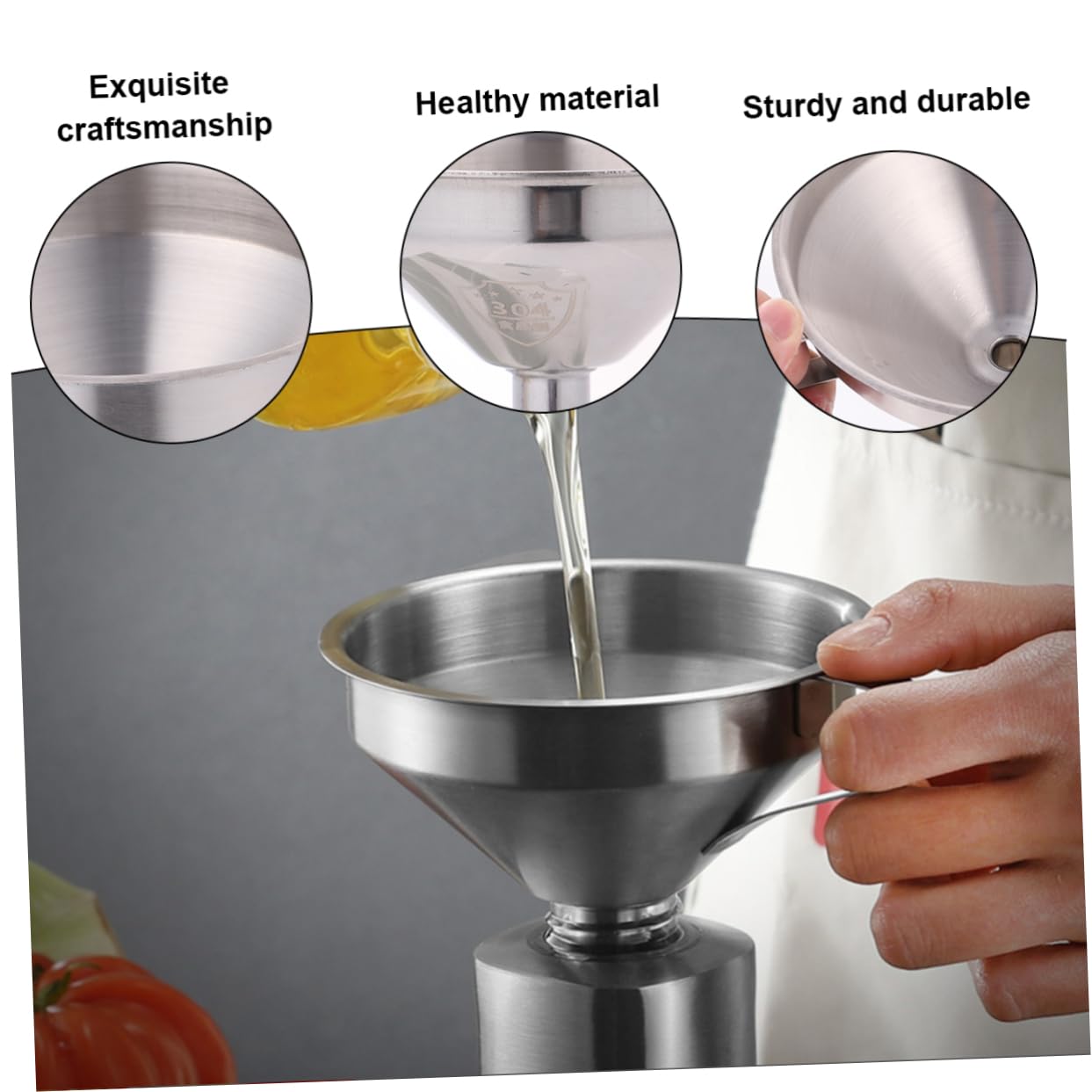 Colino in Acciaio Inossidabile Imbuto Da Cucina Imbuto Domestico Per Olio Da Cucina Per Salsa Di Soia Set Di Imbuti Per Filtrare Ingredienti Liquidi E Secchi in Polvere
