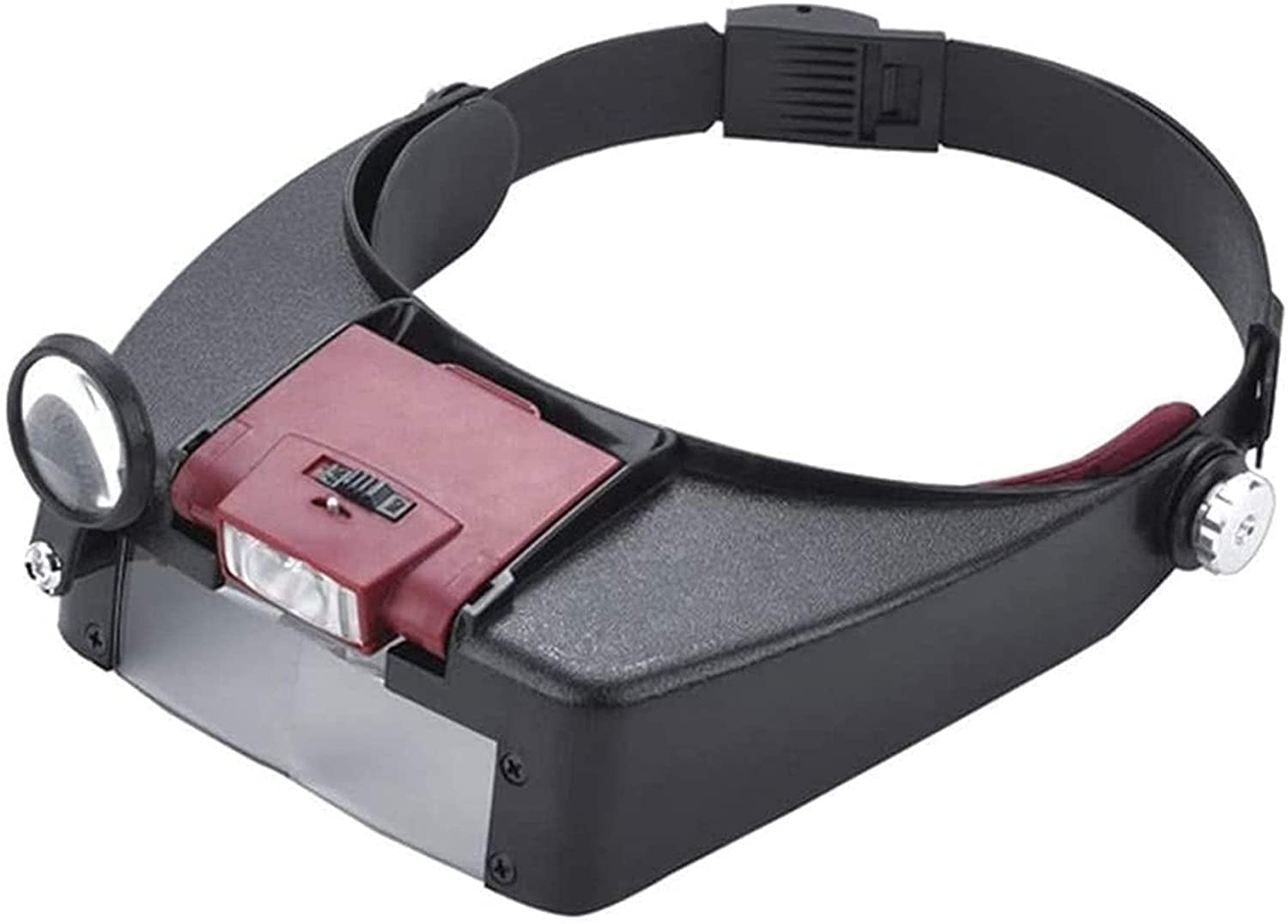 Kopfbandlupe, beleuchtete Vergrößerungsbrille mit Kopfhalterung, verstellbare Juwelier-Kopfbandlupe mit beleuchteter Vergrößerungslinse und 2 LED-Lichtblenden zum Lesen von Schmuck
