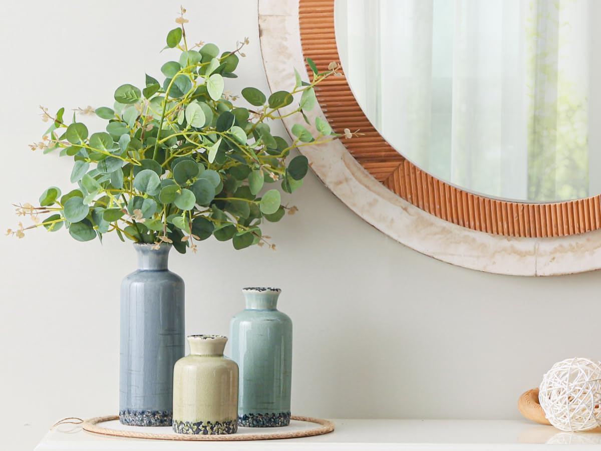 Flower Vase Set of 3, Ceramic Neutral Vases Home Decor, Pottery Rustic Farmhouse Decorative Vases Modern Decor for Table Mantel Entryway Bookshelf Living Room Kitchen Bedroom - Multicolor - Image 7