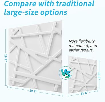 Art3d 20 Pack Decorative 3D Wall Panels, 19 Sq.Feet PVC Interior Wall Decor, 11.8x11.8, White