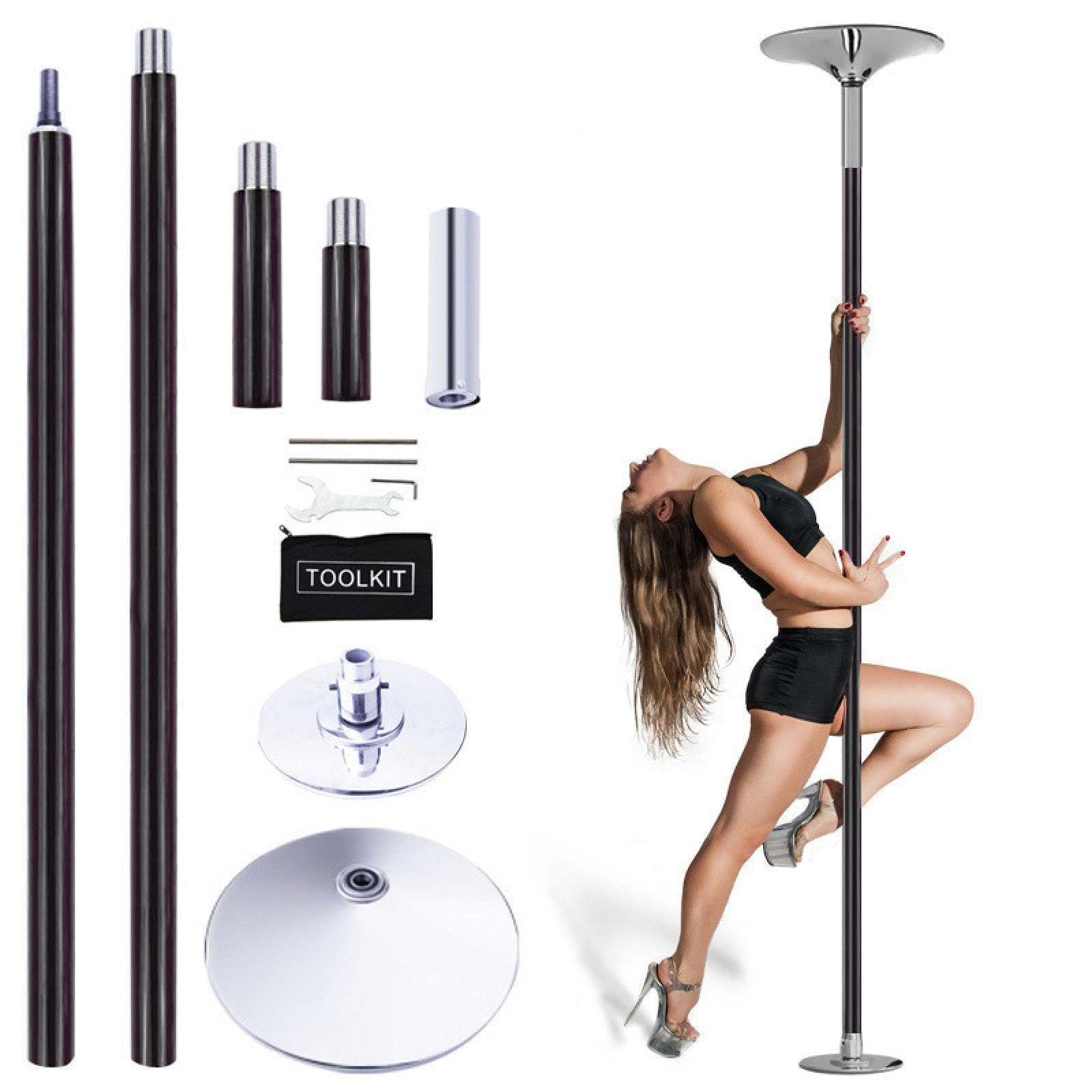 JYBNBBE Silicone Dance Pole Fitness Gym Equipment 360 Spin Portable Indoor Home Training Pipe Removable Stripper Pole, Black,Black