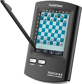 FunAiChess Handheld Electronic Chess Board 8 in 1 Touch Chess Computer Game Portable Electronic Chess Set for Adults, Kids,and Beginners Learn and Travel with Stylus Large LCD Display Gift