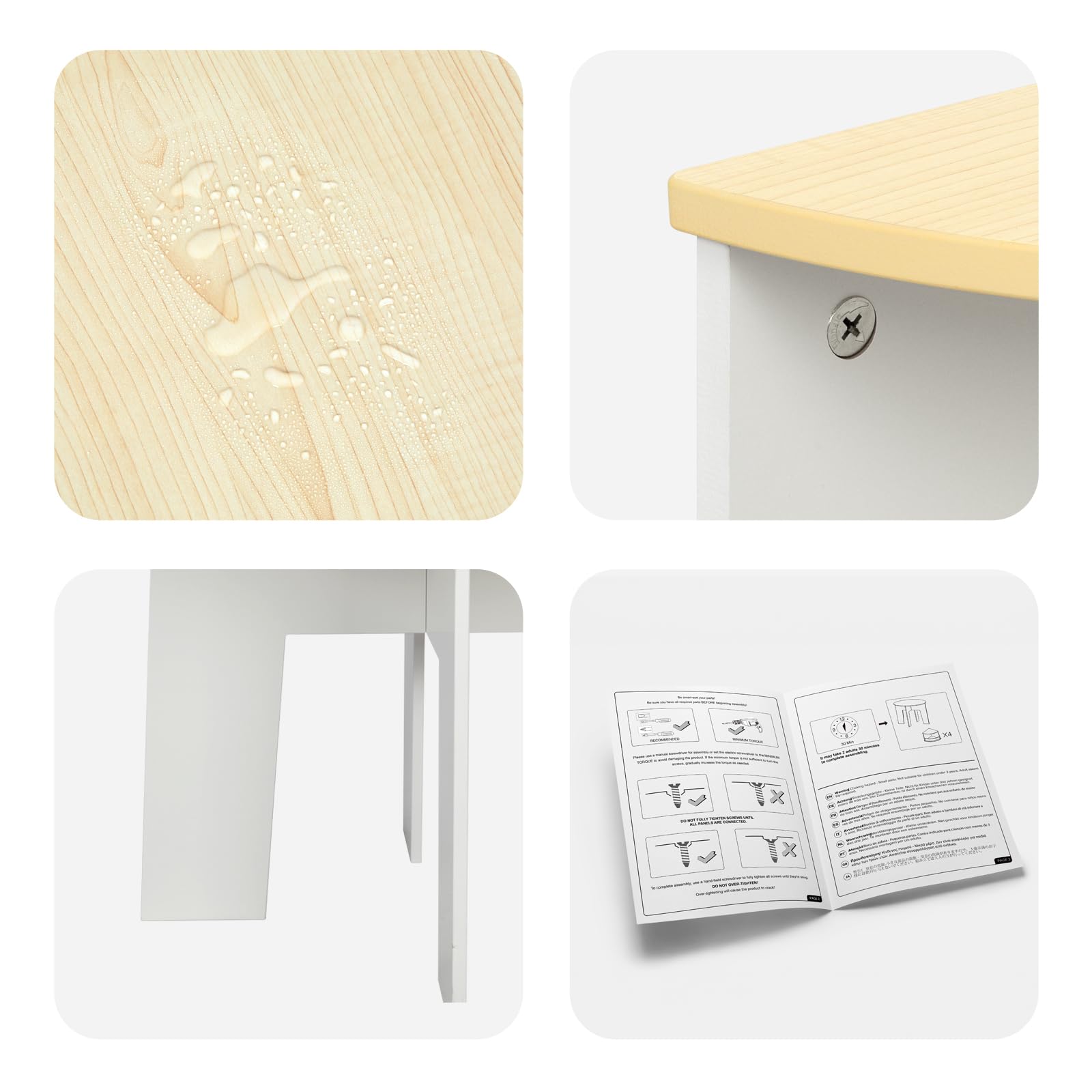 OOOK Table Enfant avec 4 Chaise, Table Ronde en Bois avec 4 tabourets à Rangement, Tables et chaises pour Enfants dédiés à l'art, l'artisanat, la Lecture et Les Jeux