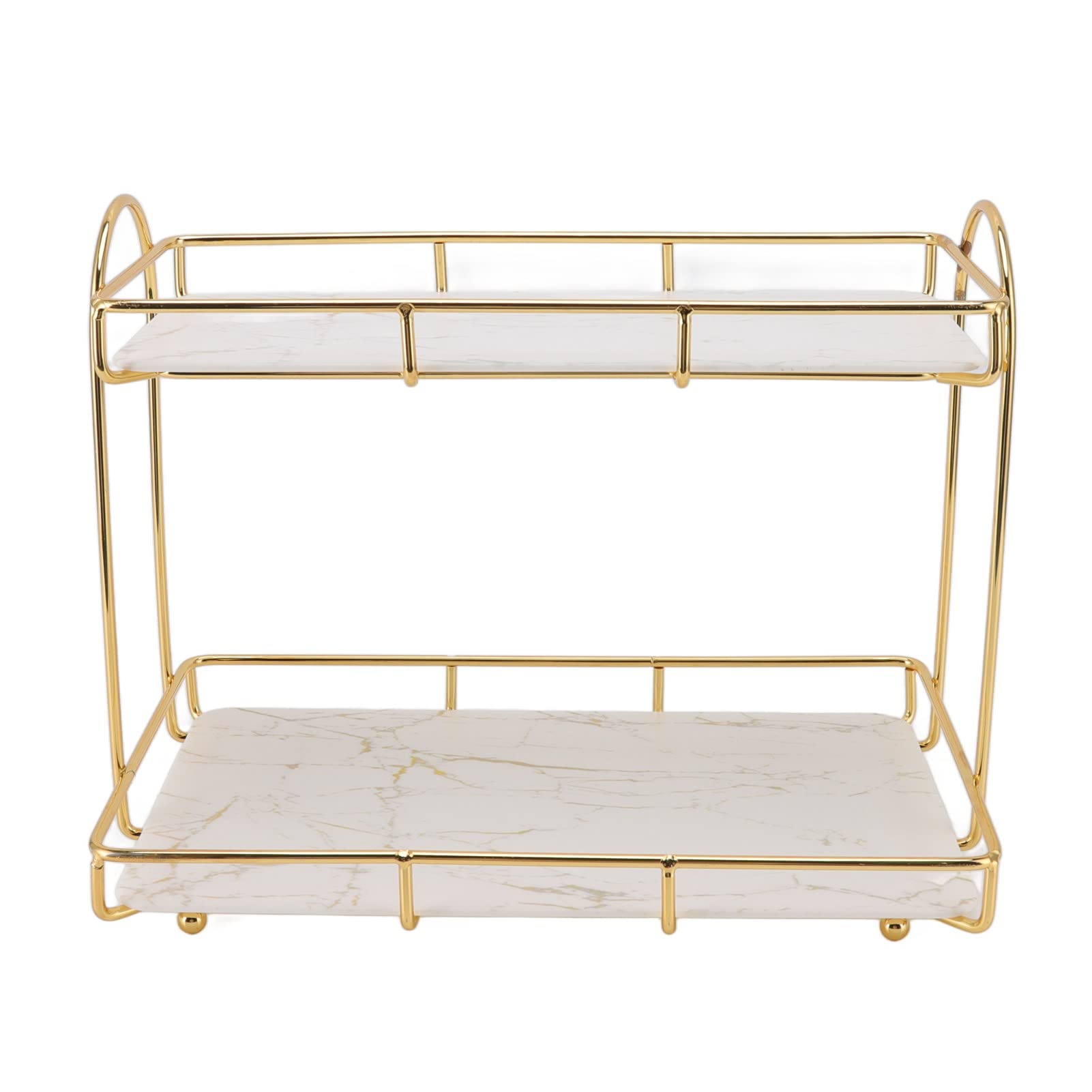 Elegante Estante de Almacenamiento de Baño con Diseño Antideslizante: Estante de Maquillaje de 2 Niveles Dorado y para Organización Versátil | Organizador de Contador de Hierro para (L)