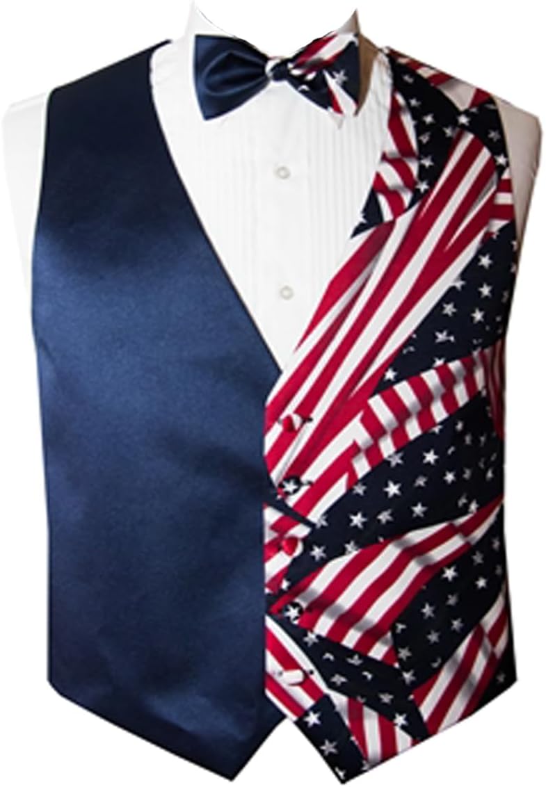 USA Navy American Flags Novelty Vest with Matching Bow Tie