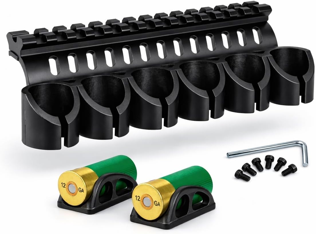 Gotical – Quick Detach Saddle Side 12 Gauge 6 Round Shell Holder Carrier Plate Carrier Kit Mossberg 500/590 Side Saddle & Durable