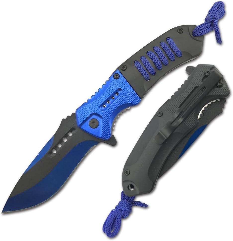 T-27166-BL 4.5" Black/Blue Handle with Paracode Asst.Open Pocket Knife