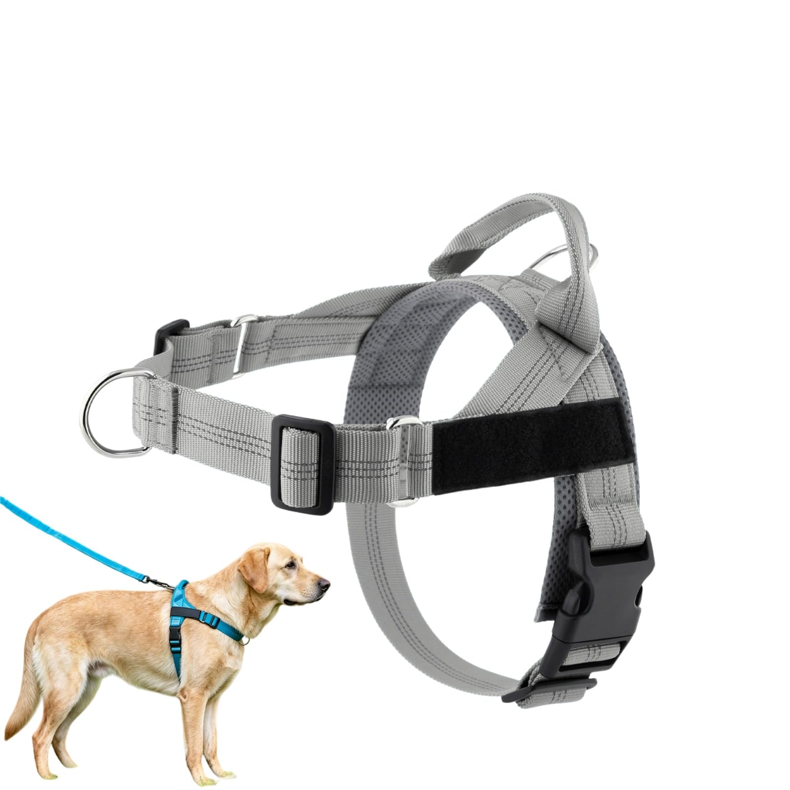 ParoPet No Pull Dog Harness, Adjustable Soft Mesh Dog Harness (Grey,M)