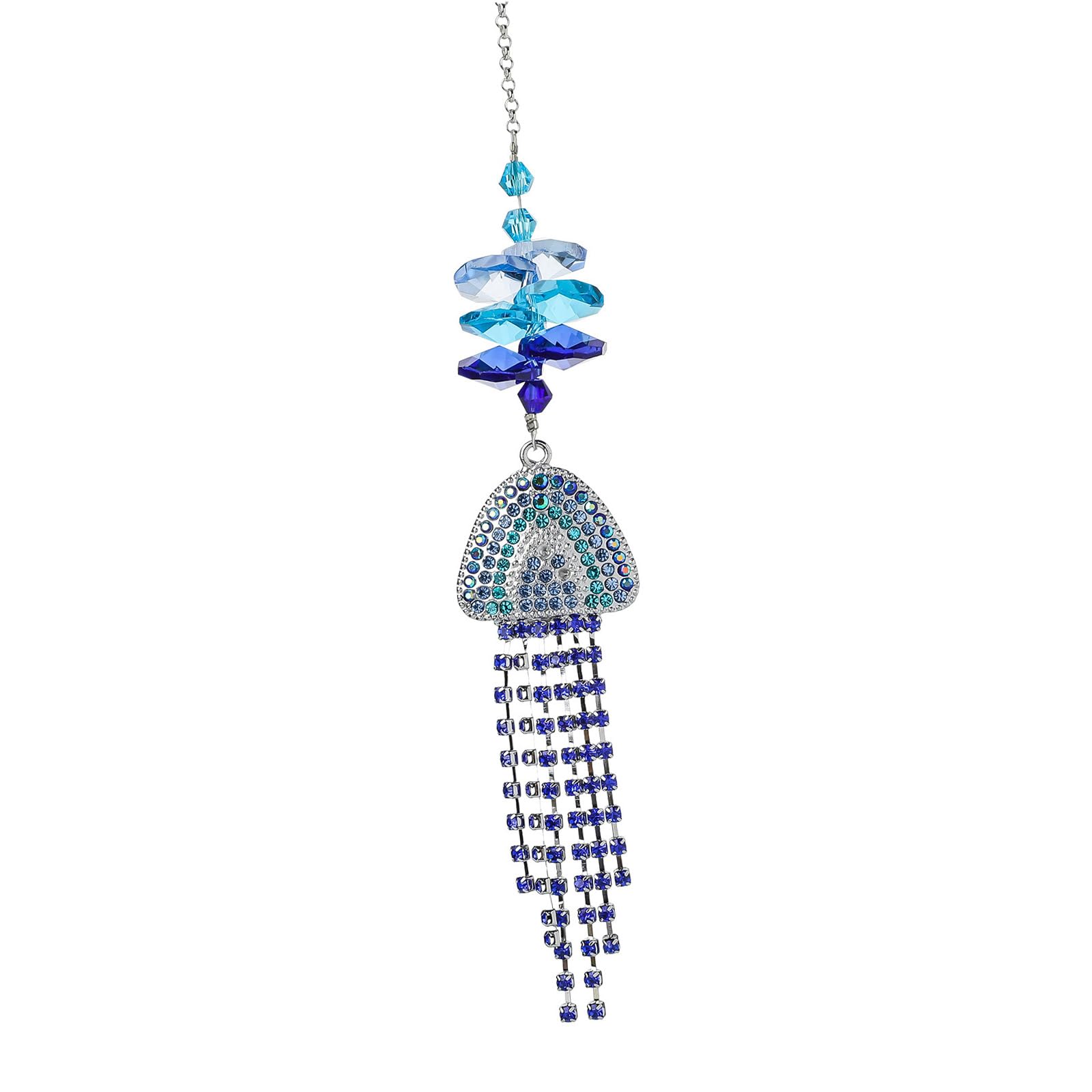 NEWFT Marine Theme Suncatchers with Conch Jellyfish Rhinestones Crystal Windchime for Garden Patios or Indoor Window Decors Window Windchime