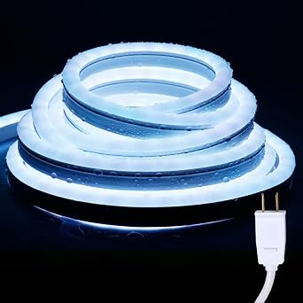 LED Neon Rope Lights Connectable, 16.4ft/5m Flexible AC 110V LED Strip Daylight White Outdoor Waterproof, 120LEDs/M Super Bright, Neon String Lighting for Home Commercial