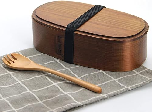 Miniatura 7 de YFWOOD Caja Bento japonesa, loncheras, cajas japonesas de doble capa de madera natural Bento cajas de almuerzo para adultos Picnicking oficina