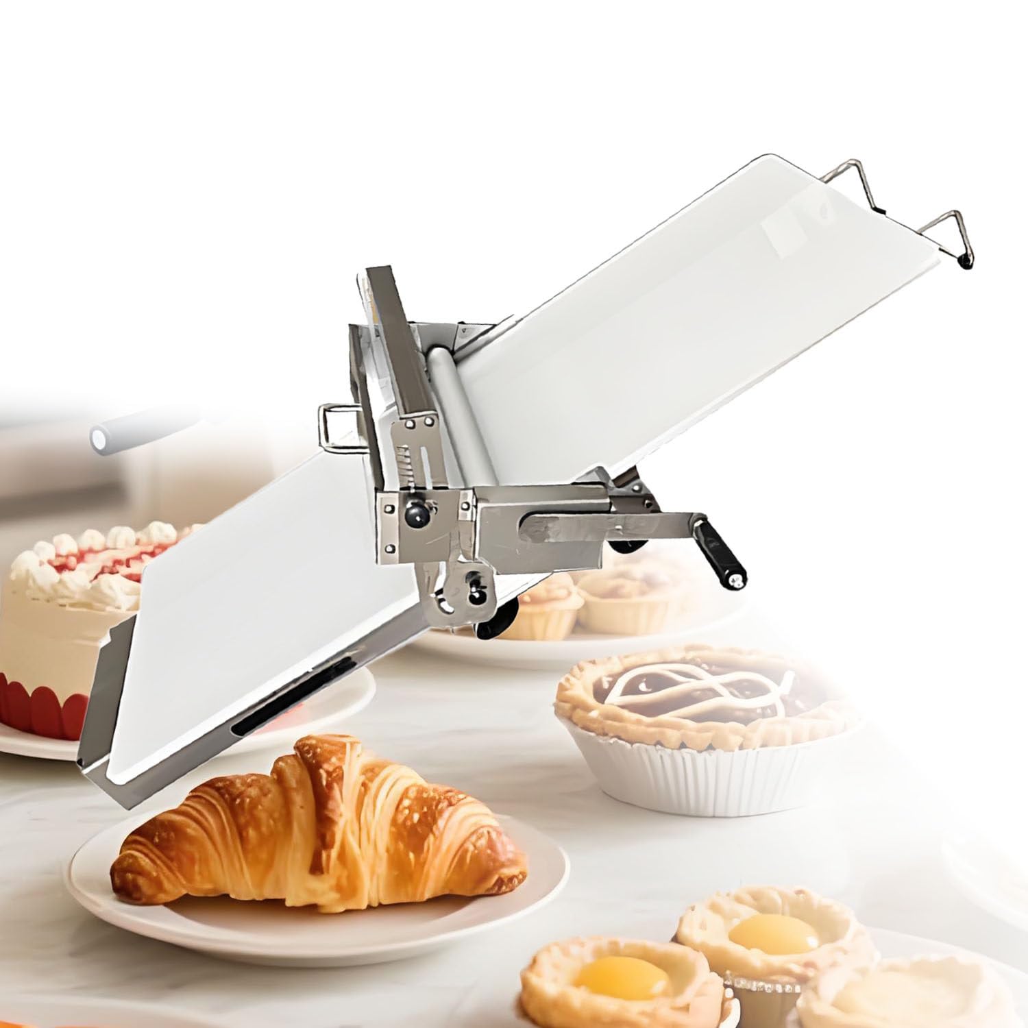 Laminadora de masa ajustable y plegable de acero inoxidable para pan y pizza modelo comercial
