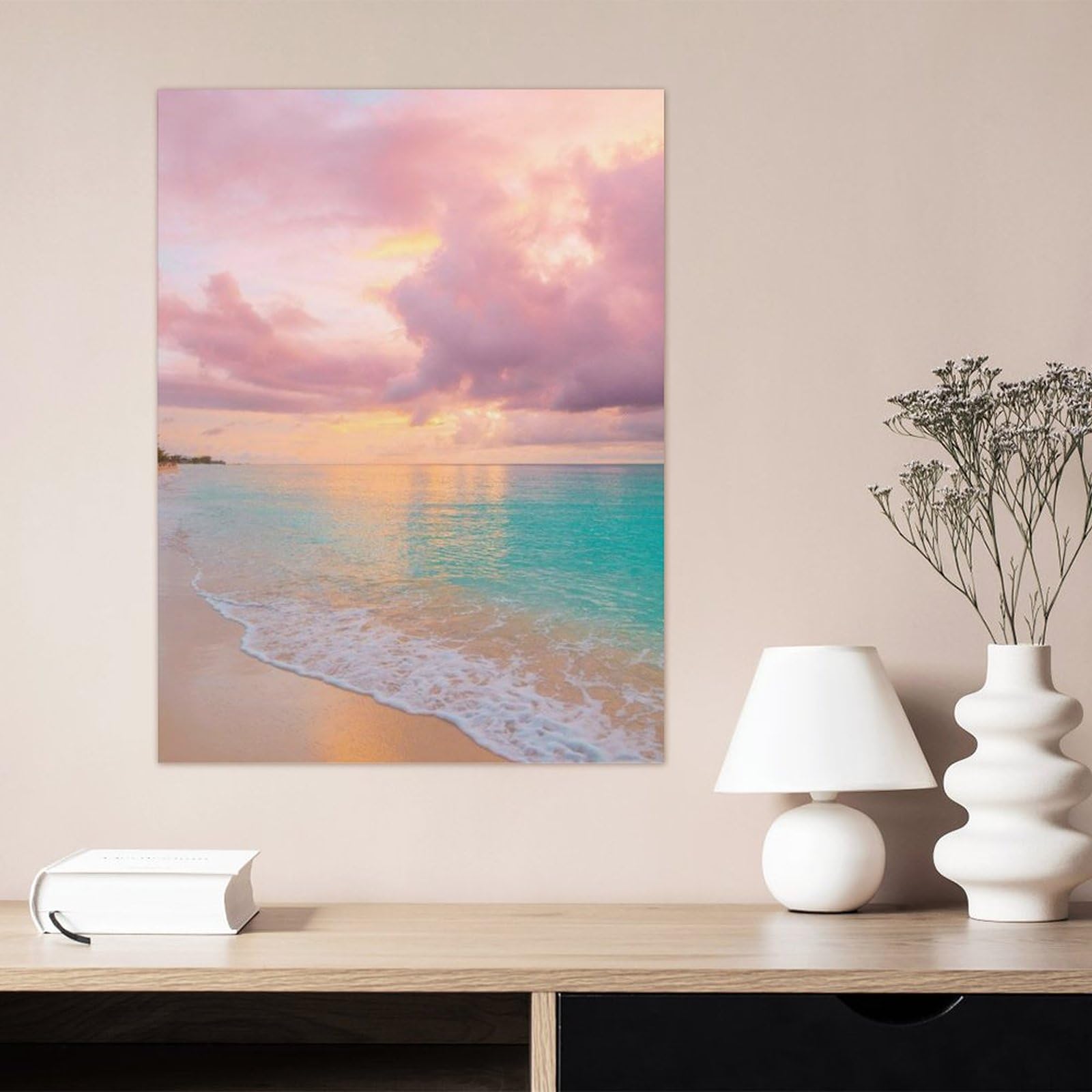 油絵 絵画 【夕暮れのビーチ】 油絵 油彩 油彩画 絵 絵画【夕日の海辺】 | HIROSHI1990