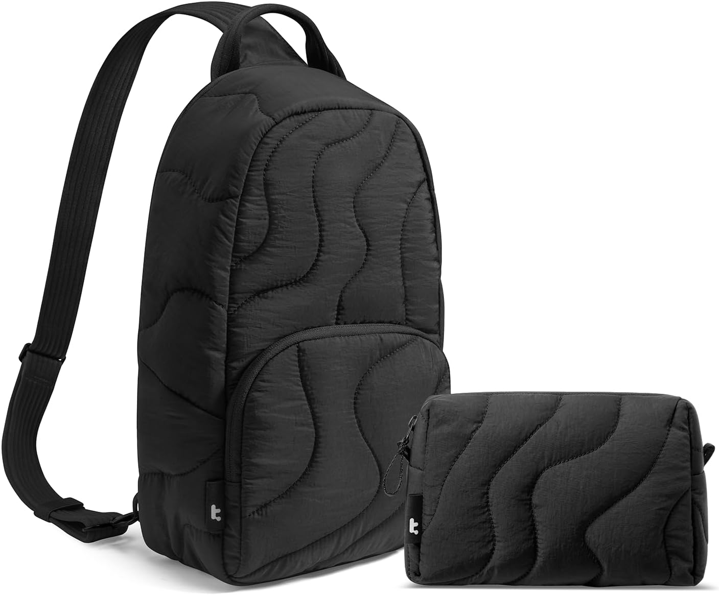 tomtoc Electronics Organizer Travel Case & 10L Puffy Sling Bag Backpack for Women