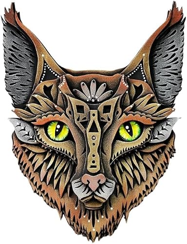 Handmade Cat Totem Wall Decor – Spirit Animal Hanging Ornament with Multi-Layer Wood Design