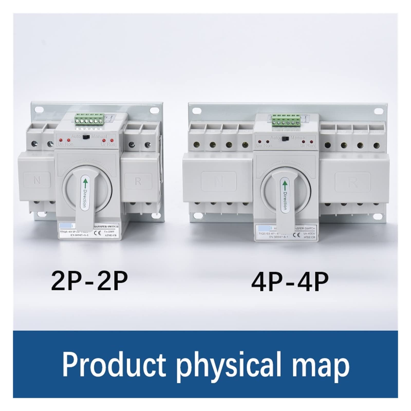 Automatyczny przełącznik transferowy, ATS Dual Power MCB 2P+2P 3P+3P 4P+4P Automatyczne/ręczne przełączanie wyłączników obwodu MCB 63A 40A 20A32A(63a,4P 4P)