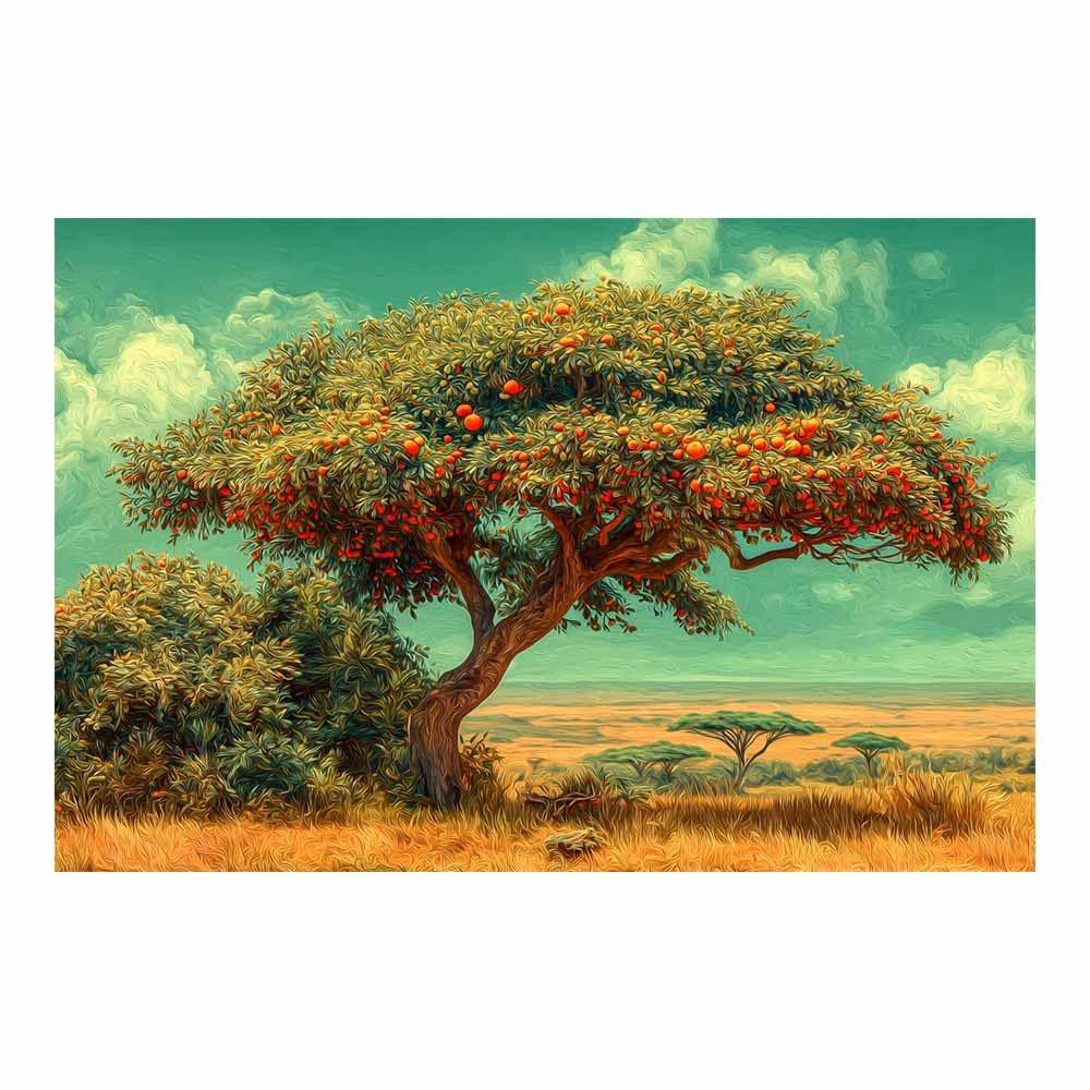 Tableau arbre de vie vert 80x120cm sans cadre ZAMAEIU pour salon