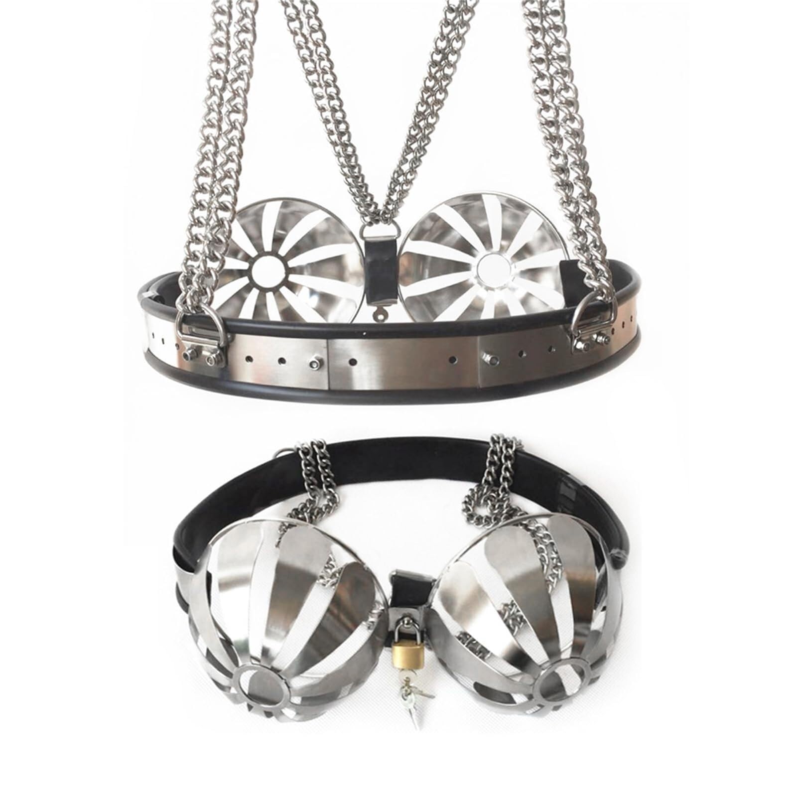 Edelstahl Brust Keuschheit BH für Extreme Bondage und Unterwäsche Zurückhaltung - Metall BDSM Keuschheitsgürtel Folter Fetisch Sklaven Rollenspiele Sexspielzeug für Frauen