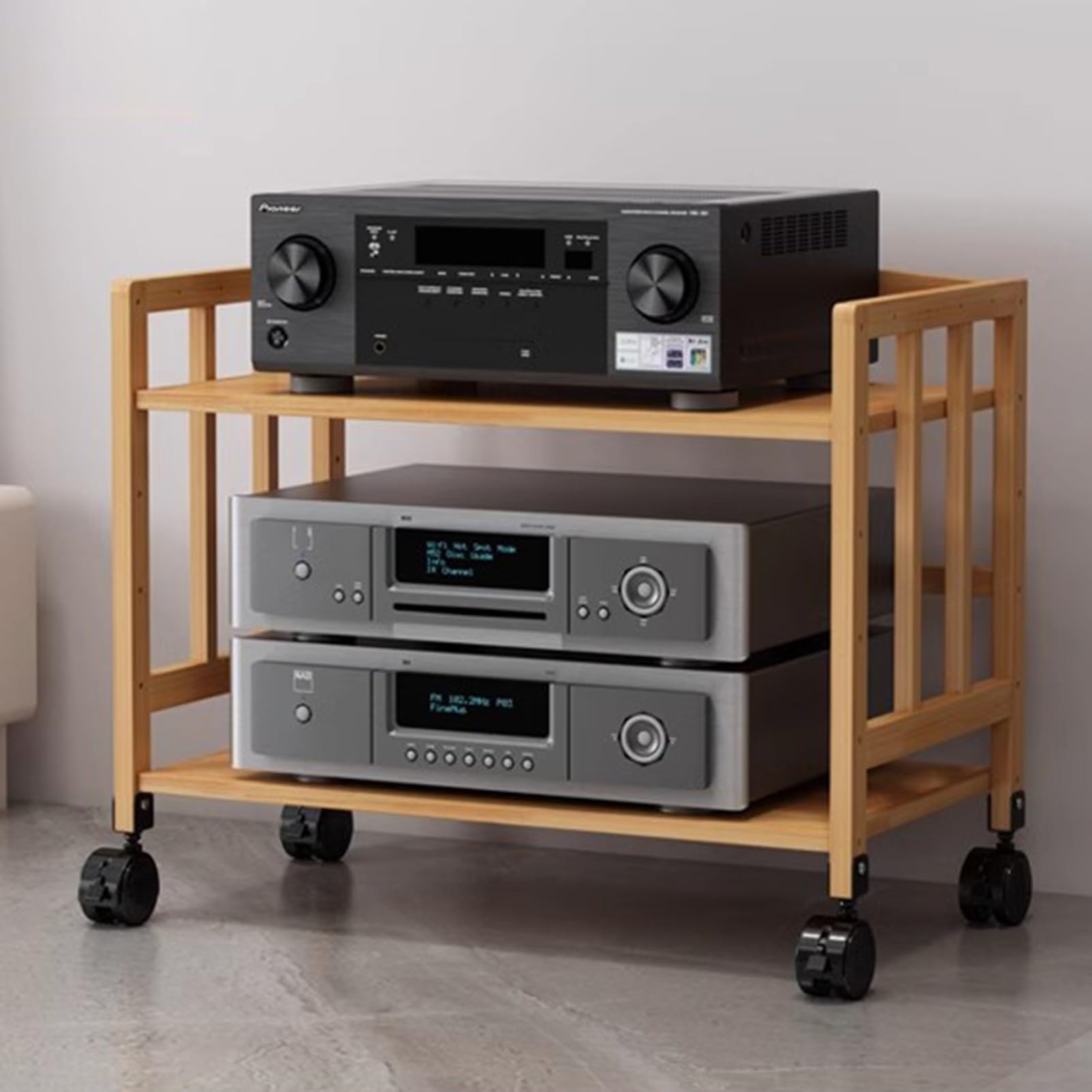 Wieża na sprzęt audio, Otwarty organizer do przechowywania sprzętu nagrywania gier na narożnik, 2, 3, 4, 5-poziomowa szafka głośniki Hi-Fi szeroka)(2 Tier,80cm(31.5in) Wide)