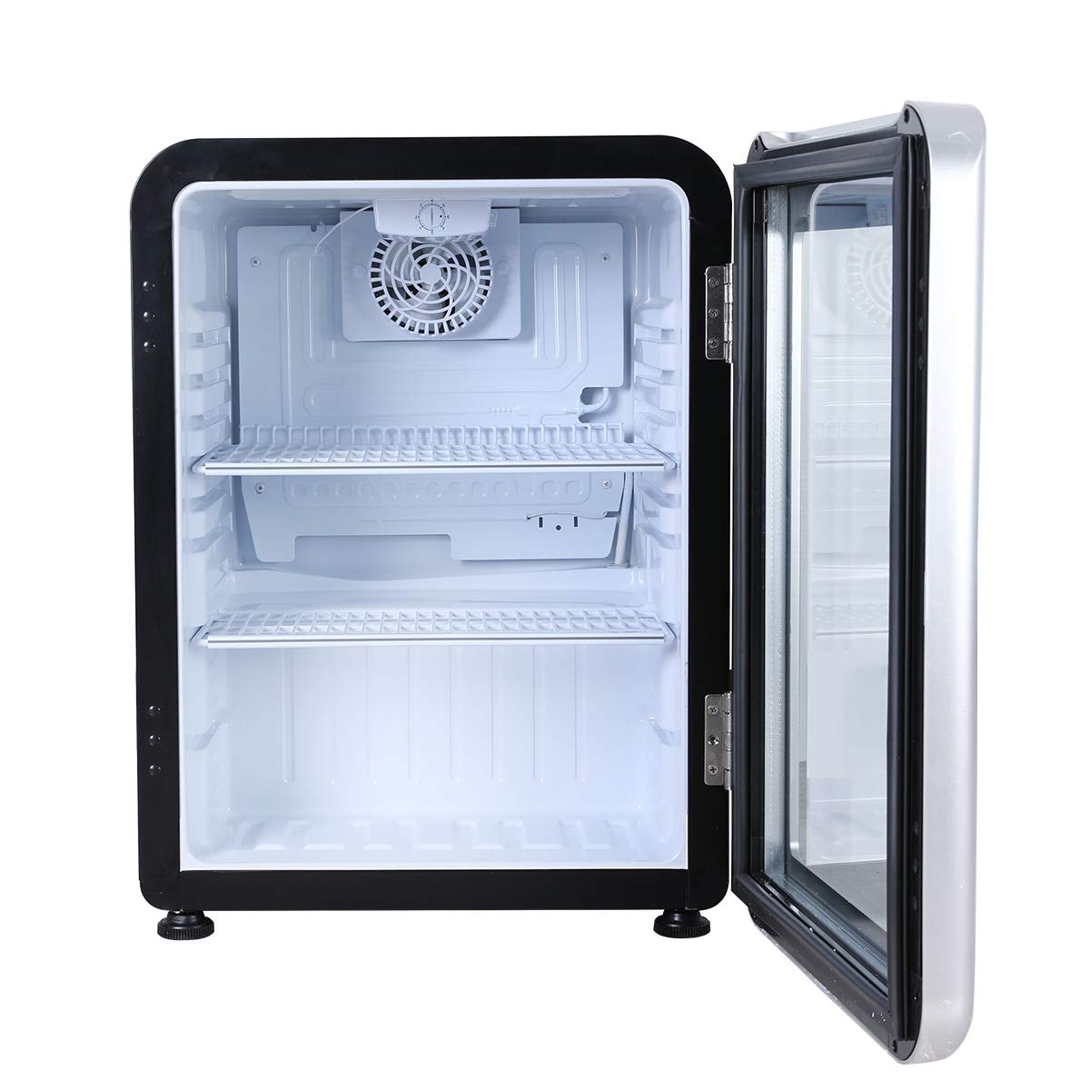 Amazon | Hijiru レトロ冷蔵ショーケース68L/ブラック（扉色 シルバー 