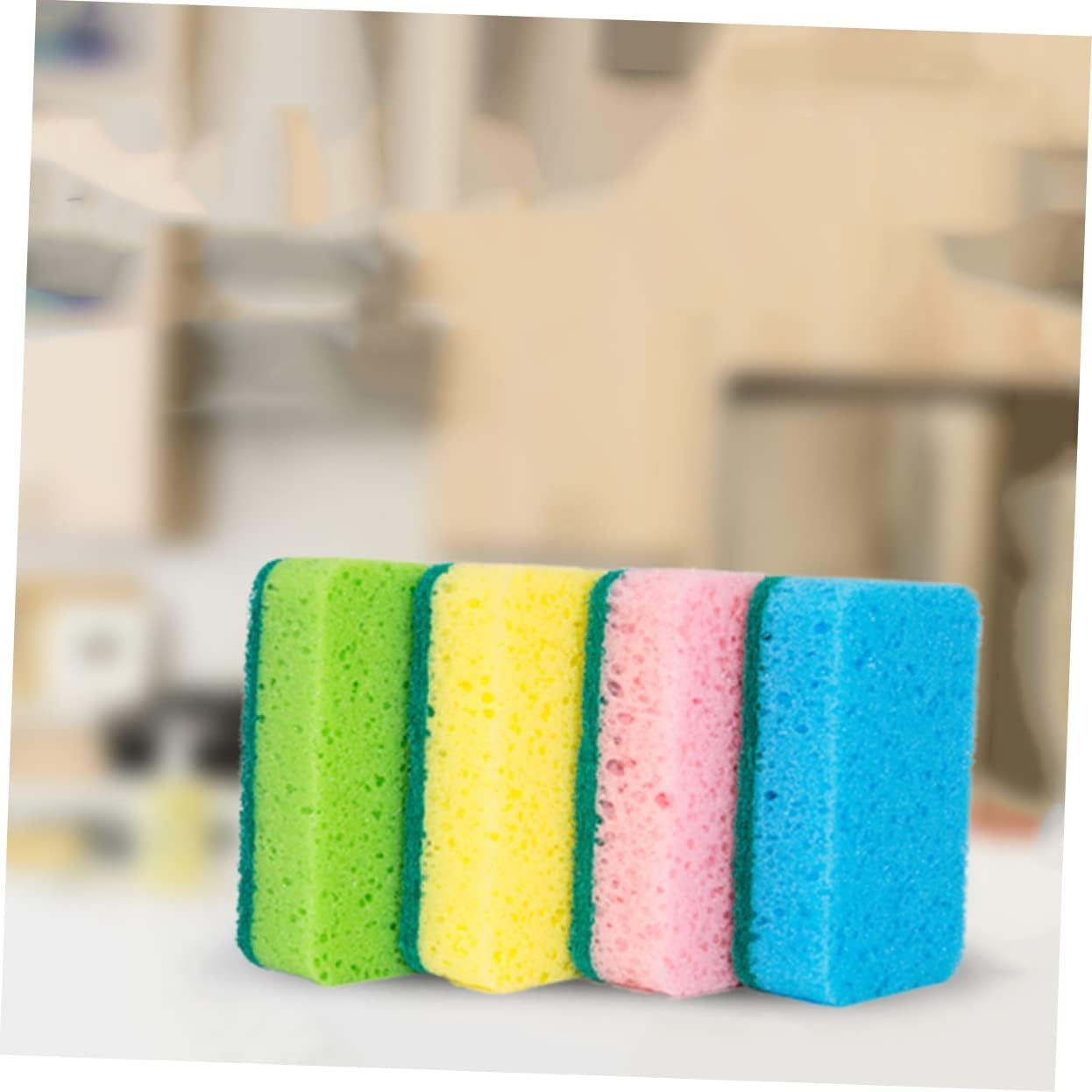 NOLITOY 24pcs Double-Sided Scrub Sponge for Dish Washing Kitchen Cleaning and Scouring Highly Absorbent Non-Scratch Cleaning Pads for Dishes and Cookware