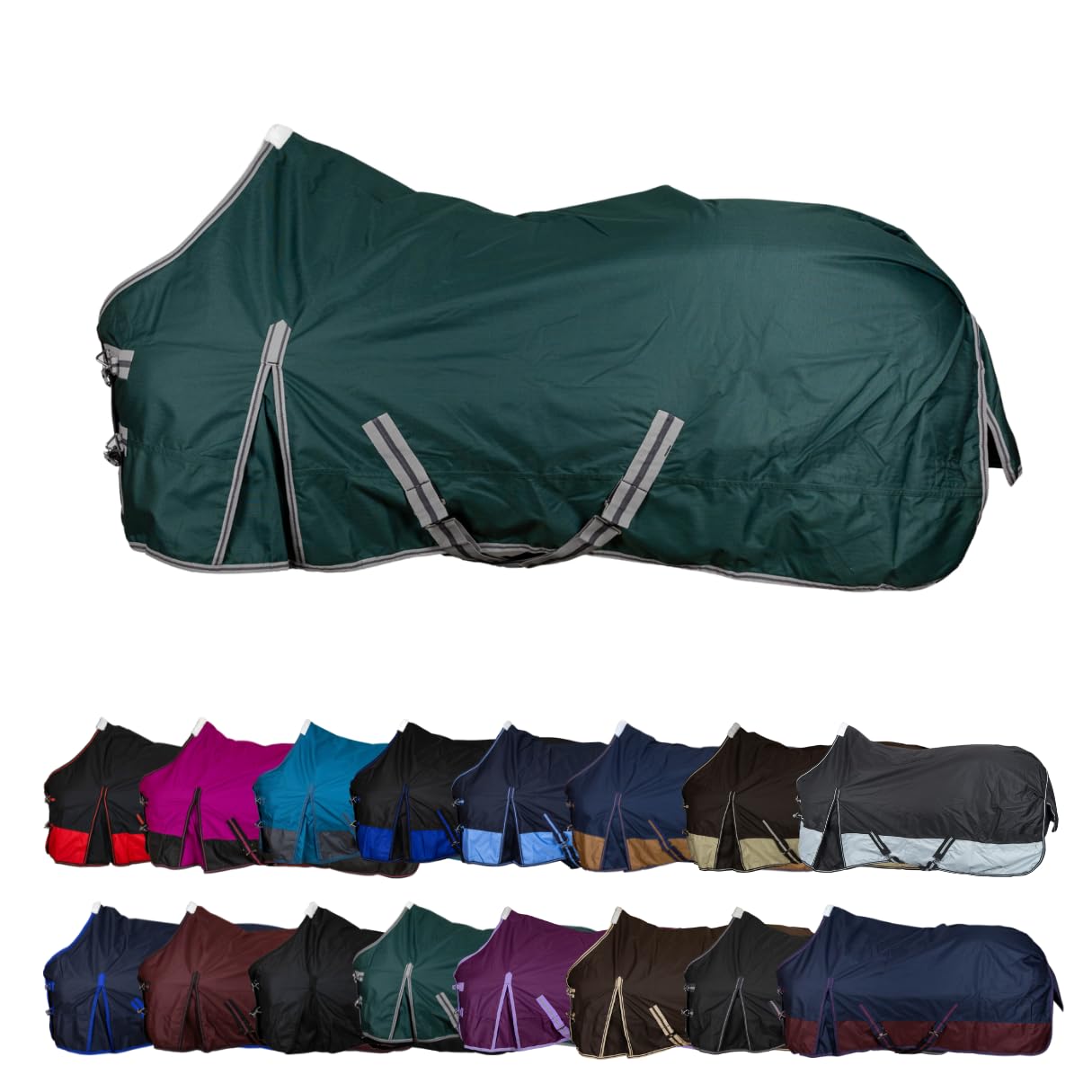 RL24 Weidedecke 600D Basicline Regendecke Übergangsdecke winddicht wasserdicht Outdoordecke Pferdedecke Grün 145cm