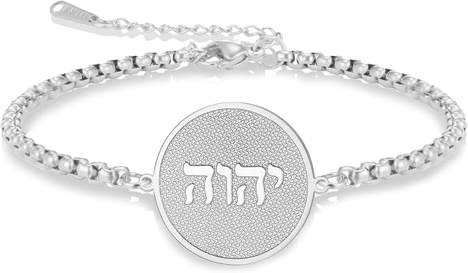 VASSAGO YHVH YHWH Jehovah Bracelet for Men Women Stainless Steel Hebrew Name of God Charm Tetragrammaton Amulet Jewish Jewelry