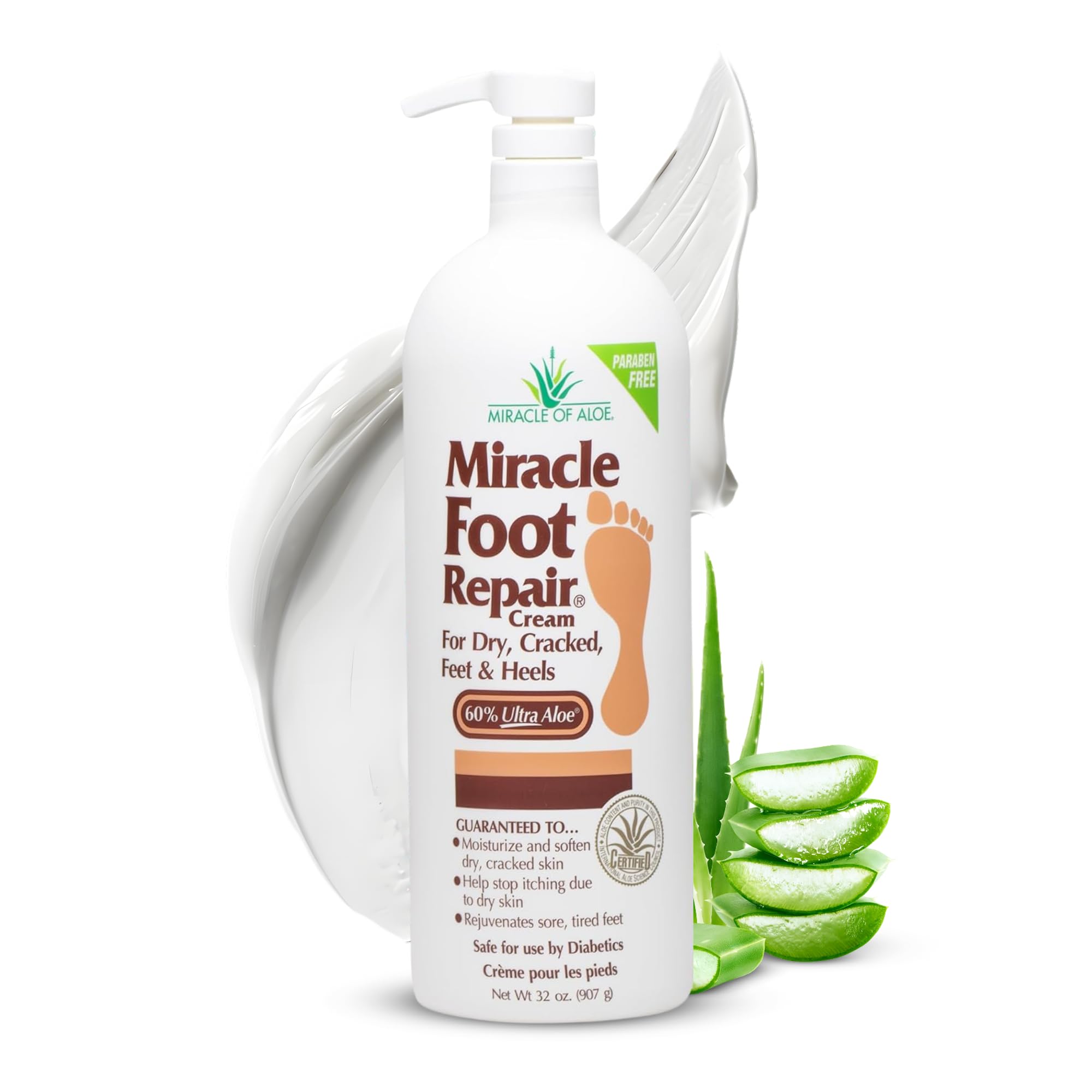 Amazon.com : Miracle Foot Repair Cream (32 oz) Repairs Dry Cracked Heels  and Feet, 60% Pure UltraAloe Moisturizes, Softens, and Repairs : Beauty &  Personal Care