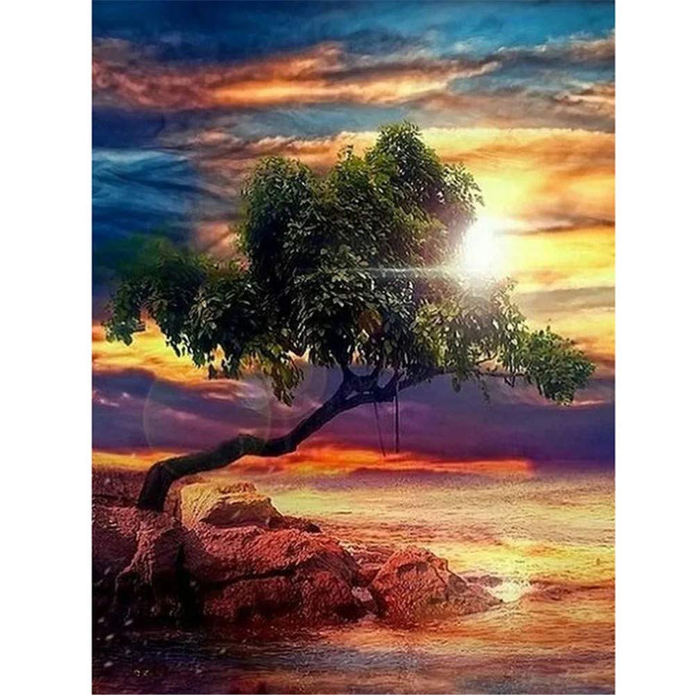 Point de Croix Diamant Art Craft Arbre Paysage Salon 70x90cm