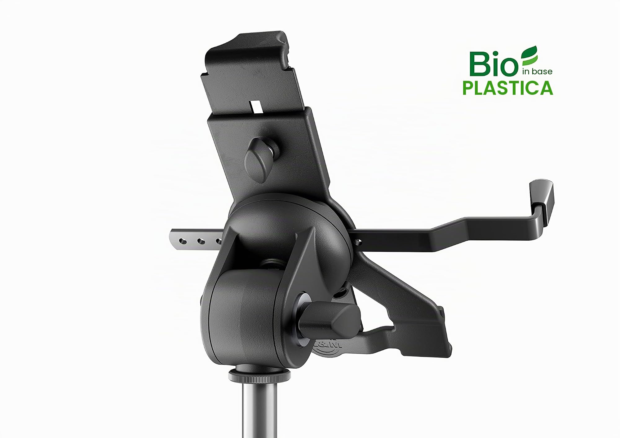 K&M 19775 base per tablet, nero, plastica bio - supporto inclinabile e pieghevole, adatto alle marche più popolari - treppiede