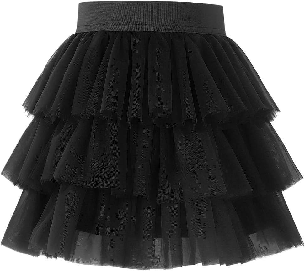 Girls Layered Tutu Skirt Ruffle Tiered Tulle Party Dance Skirt (3-10 Years)