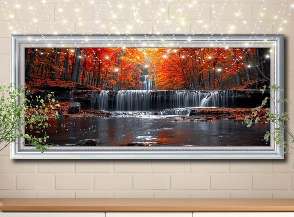 5D DIY Zestaw do malowania diamentowego lasu, wodospad, diament, kryształowy ścieg krzyżykowy do dekoracji domu, pełny zestaw do malowania diamentowego, puzzle diamentowe rzemiosło dla dorosłych