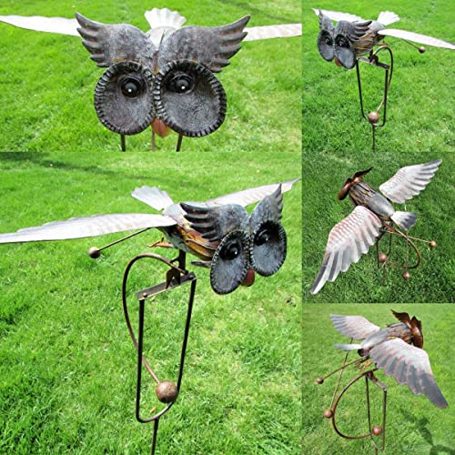 Magic Owl Metal Sculpture, Garden Art Bird Flapping Large Ornaments Wind Spinner, Flying Owl Garden Art Decorative Garden Stakes For Outdoor Yard(Owl-Flying Pose) #TOP1