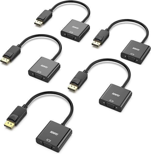 BENFEI DisplayPort na VGA 5 sztuk, pozłacany adapter DP na VGA (męski na żeński) kompatybilny z Lenovo, Dell, HP, ASUS