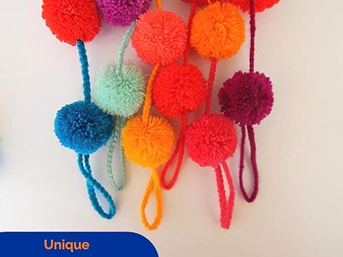 Miniatura 6 de Guirnaldas mexicanas - Guirnalda de pompones de hilo - 6 piezas surtidas - Decoración de fiesta mexicana - Decoración del Cinco de Mayo