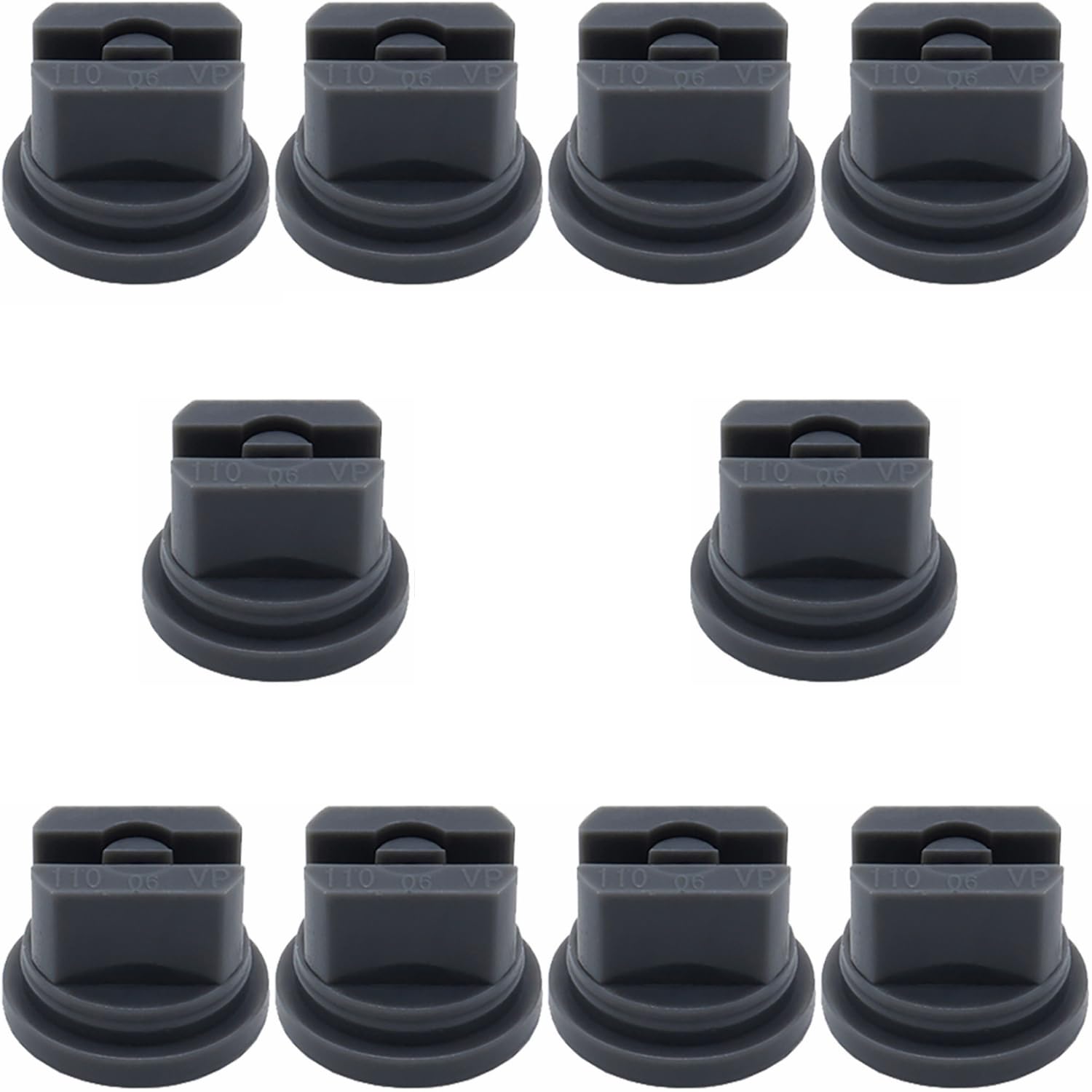 10Pcs Spray Nozzle Tips Set, 110 Degree lat Fan Shaped Plastic Nozzle,0.6mm Pore, for the Replacement Boom Pump Sprayer Knapsack, Agricultural Greenhouse Sprayer Tank Garden Weeding (Grey,0.6mm)