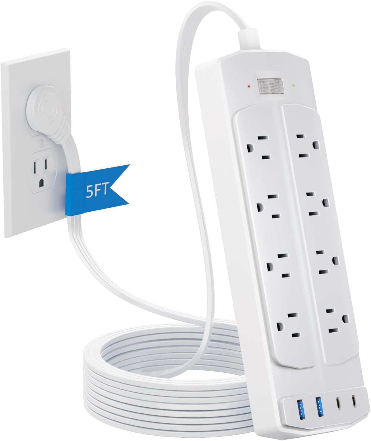 Smart Power Strip, Yozisital Surge Protector with 6 Smart Outlets and 4 USB Ports, 5FT Flat Plug Extension Cord for Home Office