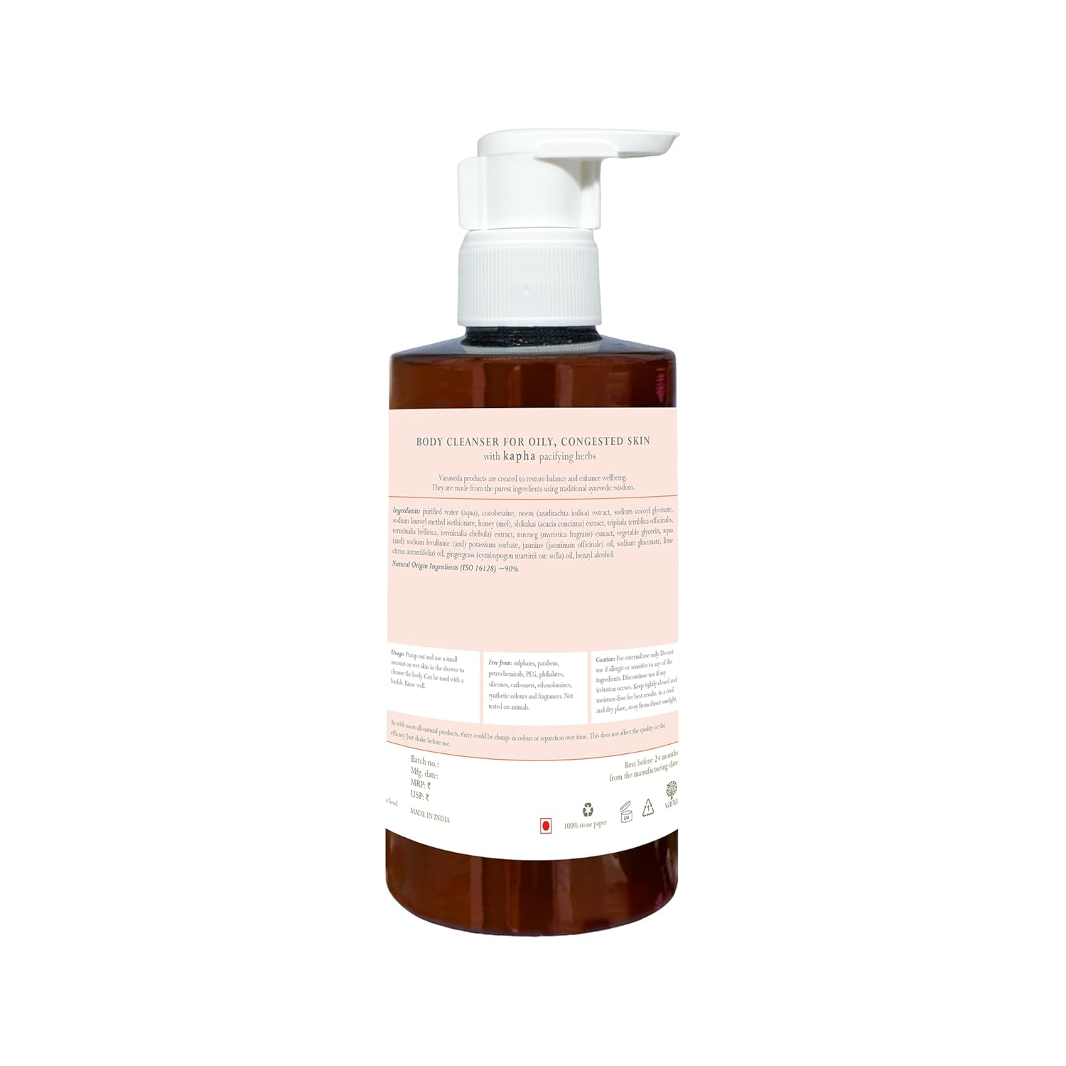 Body Cleanser Kapha | Purifying Ayurvedic Body Wash with Neem, Honey & Triphala for Oily, Congested Skin | Balancing Cleanser for Kapha Prone Skin | Sulfate-Free | 300ml