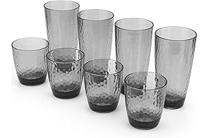 Hammered Plastic Tumbler Acrylic Glasses (8-count)
