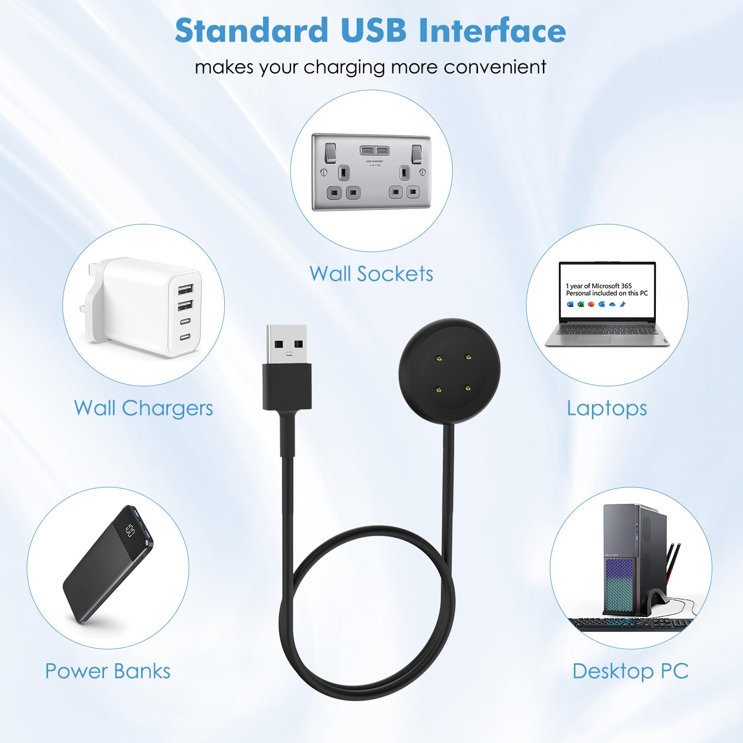 Chargeur Usb-c Smartwatch Chargeur Magnétique MoKo Pour Google Pixel Watch - Câble USB-C 1m - Blanc - Charge Rapide Et Portable Station Charge Montre