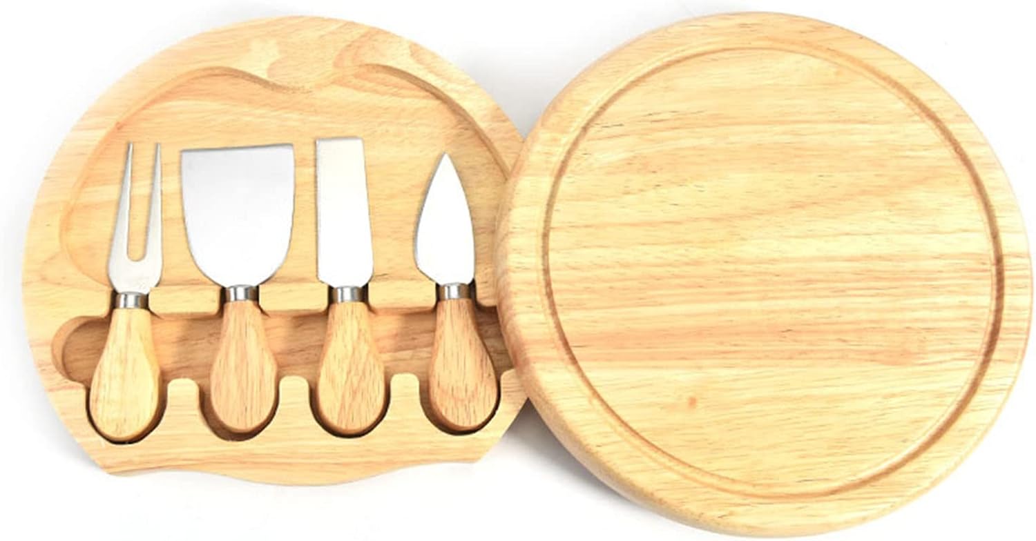 Cheese Knives Set Cheese Cutter Fork Ergonomic Wooden Handle Stainless Steel Utensil for Pizza Bread Serving