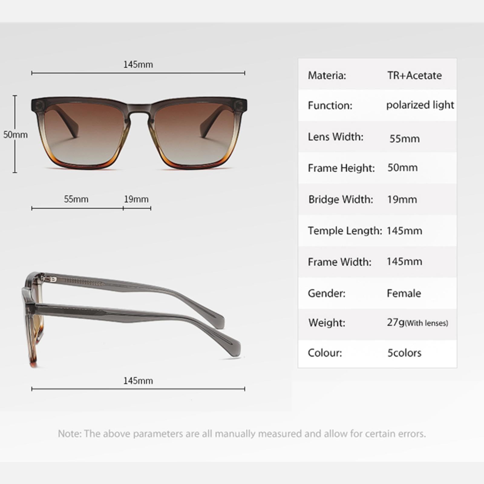 Occhiali da sole da uomo, occhiali da sole polarizzati in acetato con montatura grande, per donna, stile alla moda, per esterni, blu