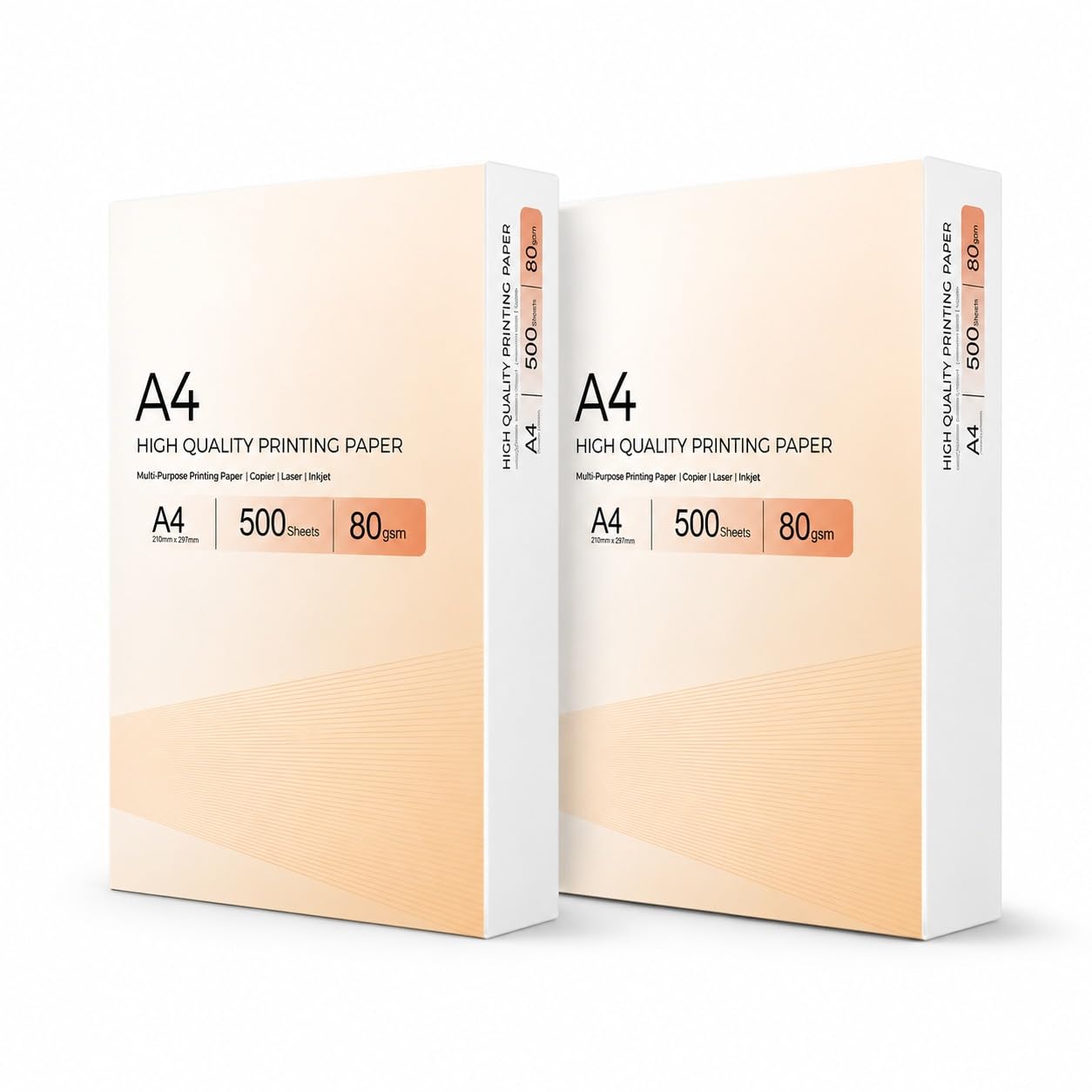 A4 Printer Paper White 70gsm / 80gsm – Multipurpose Copy Paper for Inkjet & Laser Printers, Photocopiers & Office Use, 500 Sheets Per Ream, Home & Business Printing (80-GSM(Orange) Pack-2 Reams)